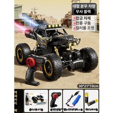 초대형 오프로드 자동차 남아용 대형 리모컨 장난감, 표준 단일 배터리, 1개, 워리어블랙 L급 분무 4륜