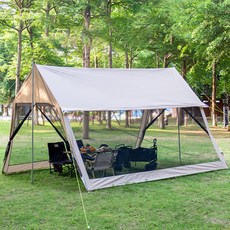 엠티링크 초대형 그늘막 텐트 8-12인용 캠핑 휴대용 피크닉 방수 쉘터 돔텐트 타프 거실형 천막 모기장, 카키색