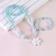 兒童首飾禮盒套裝, 1#藍雪花項鍊2件套, 1個
