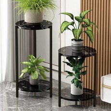 MK 화분진열대 (NO203시리즈) 2단 화분대 화분받침대 선반 화분정리대 철재, 블랙+블랙