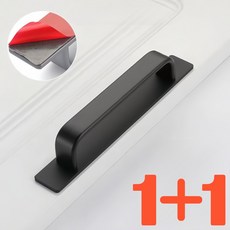 My Goods 1+1 강력 접착 무타공 손잡이 문 가구 부착식 창문 베란다문 서랍 싱크대 유리문, 블랙, 2개