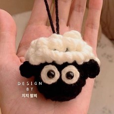 키링 캐릭터 DIY 뜨기 집순이 소재 도안 핸드메이드 뜨개질배우기 동물 인형 만들기, Z146블랙양재료패키지배송도구및튜토리얼, 1개