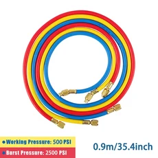 3PCS 자동차 에어컨 충전 호스 500-2500PS 작동 압력 1/4 "SAE HVAC 매니 폴드 게이지 도구에 적합, 01 90CM HOSE