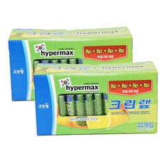 크린랩 알카라인 건전지, AA, 2개, 32개입