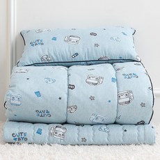 SIEUNDECO 孩童TAYO小巴士星星午睡被組, 藍色