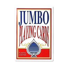 JUMBO 大型塑膠塗層撲克牌, 白色,紅色, 1個