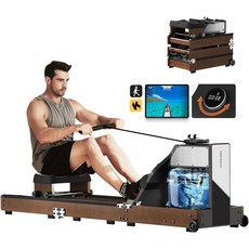 가정용 조정기용 킹스미스 마그네틱물줄 기계 331LB 무게 용량 LED 모니터가 있는 접이식 조정기 앱 지원 태블릿 홀더 편안한 좌석 트리플 홈, WM10 Rower*Walnut