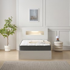 사사가구 숙면왕 LED 서랍형 벙커침대 SS 프레임+20cm 독립스프링 SS 매트리스, 화이트(SETB349)