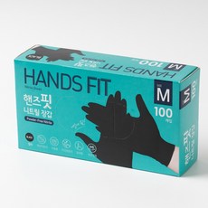 핸즈핏 니트릴 장갑, 블랙, M, 1개