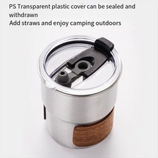 Tlife 휴대용 야외 캠핑 커피컵 304 스테인리스 스틸 여행용 머그컵 뚜껑 포함 성인용 손잡이 없음 경량, 01 블랙 420ML [캠핑컵/커피컵]