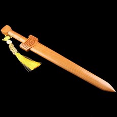 有貨桃木劍法器擺件一體無拼接虎頭劍秦長短漢劍道士劍桃木支架劍架 過爐保平安 鎮宅保平安, 回紋中號長60厘米（無底座）, 1個