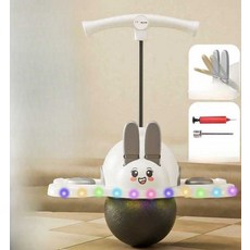 스카이콩콩 무소음 점핑볼 실내운동 밸런스공 유아체육 키성장 다이어트, 1개, 회색 토끼 조명 + 에어 펌프 + 에어 니들