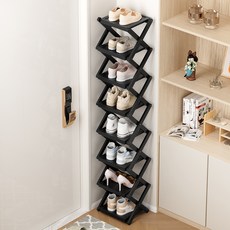 DFMEI 免安裝摺疊鞋架 多層收納置物架, 1個, 黑色:【免安裝-可摺疊】2層25cm