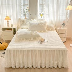 모노데이 호텔식 침대스커트 누빔 프릴 레이스 침대 매트리스커버 Q LK SK