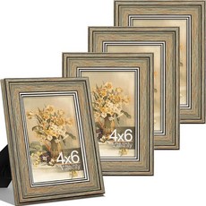 Vittanly10.2x15.2cm4x6인치사진액자4개세트 벽또는탁상용빈티지사진프레임 디스플레이10.2x15.2cm4x6120923, 4 x 6, 빈티지 그린