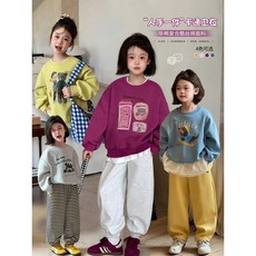 圖圖小象女童衛衣2025鞦季新款兒童多彩卡通衛衣圓領舒適親子上衣, 1個, 花灰色,160碼 身高約160cm