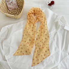 新款法式複古絲巾 春秋洋氣薄款防曬小長條 高級感綁髮飄帶 帽子裝飾圍脖絲巾配飾