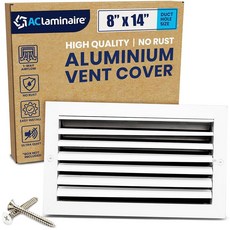 25.4x15.2cm10x6인치덕트오프닝알루미늄3방향공기흐름벤트-벽또는천장용HVAC벤트커버-멀티셔터댐퍼가있는조용한HVAC벽레지스터-조절가능한곡선블레이드-타이트한핏을위한플라스틱씰, 8" x 14” Duct Hole -1 Way