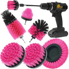 8개 드릴 브러시 부착 세트 장시간 부착이 가능한 파워 클리닝 스크럽 키트 자동차 그라우트 바닥 욕조 욕실 및 주방용 다용도 브러시핑크색, Yellow