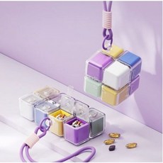 다이나토리 휴대용 알약통 걸이형 컬러 큐브 8칸, 1개