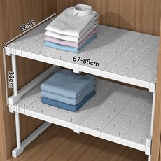 ZOZOFO 옷장 레이어드 칸막이 신축성 있는 장 칸막이 선반 찬장 밑 싱크대 레이어드 정리 선반 수납 신기 길이 조절 가능한 신발걸이, 흰색, 1개, 67-88
