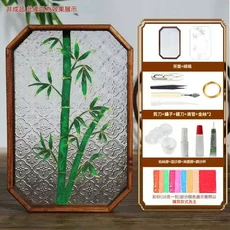 梅蘭竹菊掐絲琺瑯畫DIY材料包, 茂竹修林琺琅畫託盤材料包