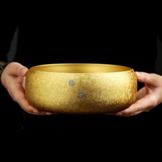 黃銅茶洗 20cm 茶道配件 功夫茶具 水盂 茶器, 1個, 金曜茶洗特大號黃銅帶禮盒, N/A