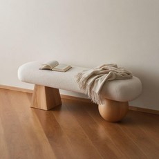 프렌치 스타일 현관 벤치 신발장 거실 침실 스툴 창의적 디자인, 140x35x40 내추럴 우드