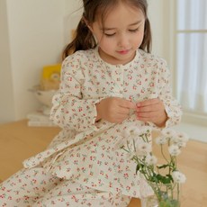 아이숲 여아용 아사면 플라워 거즈요루셋업 상하의 세트