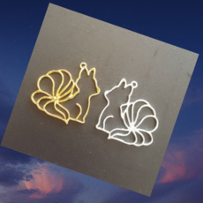 레진 여우 구미호 오픈 프레임 골드 실버 아트 공예 재료, 1개