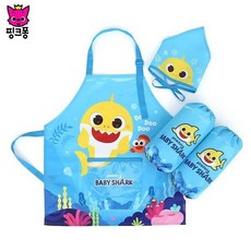 아기상어 앞치마 토시 두건 3종세트-블루bel7+1EMB