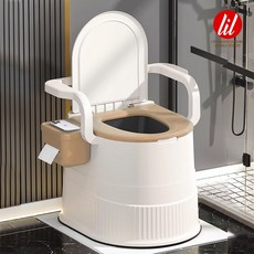 LIL 이동식 변기 어르신 간이 화장실 환자용 좌변기 PT300, 베이지+화이트