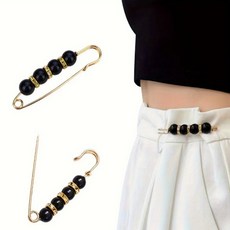 Secretmall 바지 치마 허리 줄이기 옷깃 고정핀 옷핀 조절핀 유형선택, B진주블랙, 1개