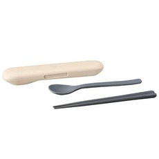ZOJIRUSHI 象印 便當餐具組 FCAA01-CM, 1個, 湯匙18.5cm+筷子19.5cm+餐具盒, 米色