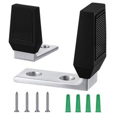 Moxweyeni 2팩 바닥 도어 스톱 앵글 도어 스토퍼 바닥 마운트 튼튼한 베이스 최대 5.1cm(2인치) 간격의 문에 적합 고무 범퍼 및 스테인리스 스틸 나사 포함 목, Moxweyeni 2팩 바닥 도어 스톱 앵글 도어 스토