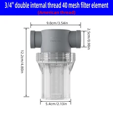 NPT 스레드 304 스틸 필터 스크린 80 메쉬 프리 1/2 인치 수 파이프, 12 NPT F 0.75in 40 mesh