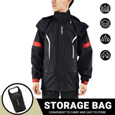 WOSAWE 오토바이 비옷 남성용 방수 두꺼운 플러스 사이즈 라이딩 전신 스플릿 싱글 레인 코트 레인 팬츠, EU S (아시아 M), 검정 재킷