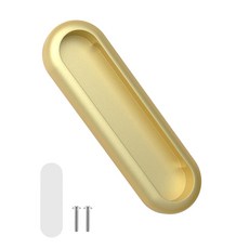 MeBantoo 자체 접착 서랍 손잡이 1개 10.2cm(4인치) 셀프 스틱 알루미늄 합금 푸시 풀 손잡이 주방 캐비닛 옷장 유리 슬라이딩 헛간 문 창문 발코니 문용, 1, 골드