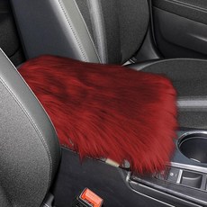 [ 1269806 ] 우야오야오 퍼리 자동차 팔걸이 커버 30.5 x 16.4cm(12.1 6.4인치) 부드러운 플러시 센터 콘솔 겨울용 따뜻하고 푹신한 박스 커버 프로텍터, 와인 레드