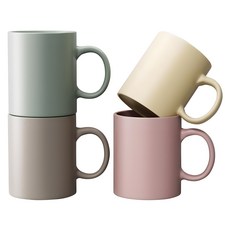 키에 베이직 무지 파스텔 머그컵 4종 세트 350ml, 크림 + 애쉬브라운 + 민트그레이 + 핑크, 1개