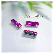 비즈라이프 크리스탈 5*15mm직사각 캡보석 10개, 1봉, 핫핑크