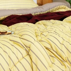 스트라이프 감성 이불 차렵이불 슈퍼싱글 SS 머스타드 스트라이프이불 감성이불 겨울이불