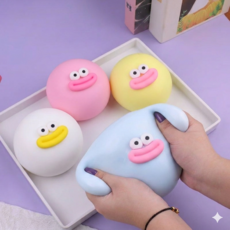 말랑콩떡 4종세트 큰 눈 귀여운 찐빵 10cm 160g 대왕 말랑이 스트레스볼 스퀴스 피젯토이 촉감놀이, 4개, 4가지색 혼합