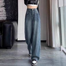 星空紋闊腿牛仔褲女時尚潮流新款高腰復古慵懶鬆弛感窄版直筒長褲
