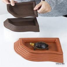 한행 반수생거북이육지 조경 소형 놀이터 뱀 쉽터 꾸미기 수족관, 1개, 특대형 레드 사료 트레이