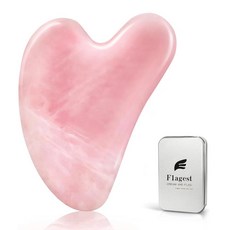 Flagest Gua Sha 로즈 쿼츠 마사지 도구 스크래핑 및 스파 침술 치료를 위한 페이셜 도구 얼굴의 심장 모양 유발점 트리트먼트(로즈 쿼츠), 핑크