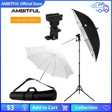 접이식 조명 스탠드 33 인치 소프트 라이트 반사 우산 핫 슈 어댑터 가방 4 섹션 180cm, 01 Folding Light Stand, 01 빠른