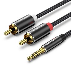 RCA 케이블 5MM 분배기 오디오 시어터 2RCA 스마트 AUX, 2m, 검정색