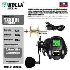 【A 優選】新款數顯水滴輪 海釣筏釣橋釣船釣出口日本漁輪usb充電深度記憶報警, 黑色左手+深線杯