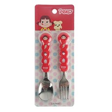 【震撼精品百貨】不二家牛奶妹_Peko 日本 不二家 牛奶妹 PEKO 不鏽鋼湯叉組*04686, 1個, 紅色